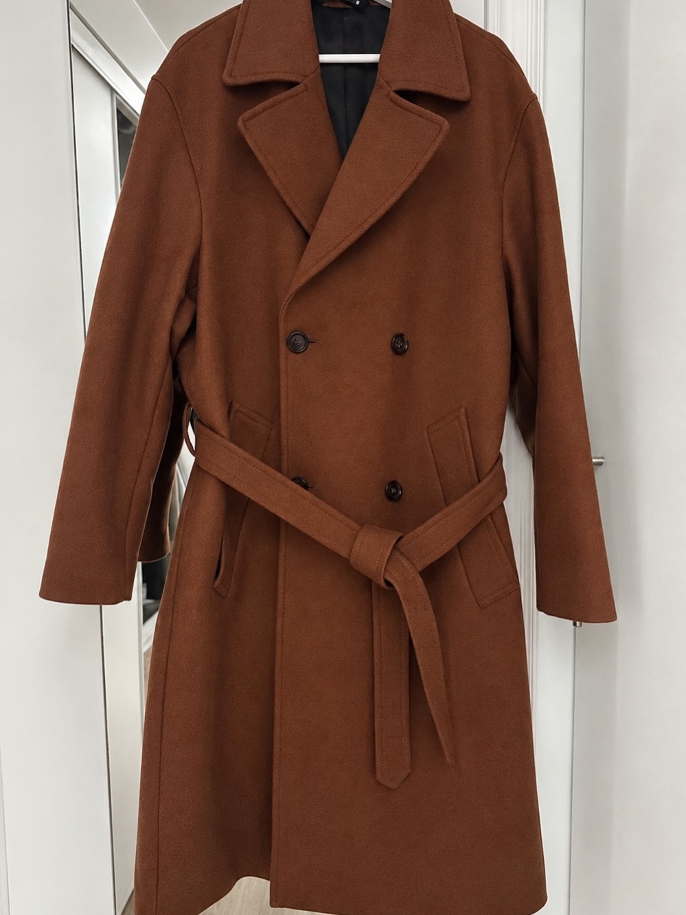 Zara Men's Brown Wool Blend Coat